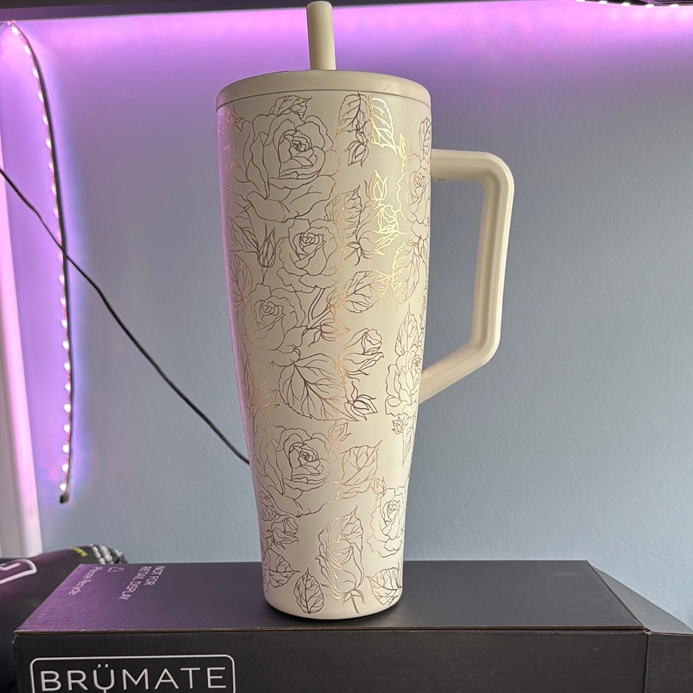 BrüMate Floral Tumbler with Straw
